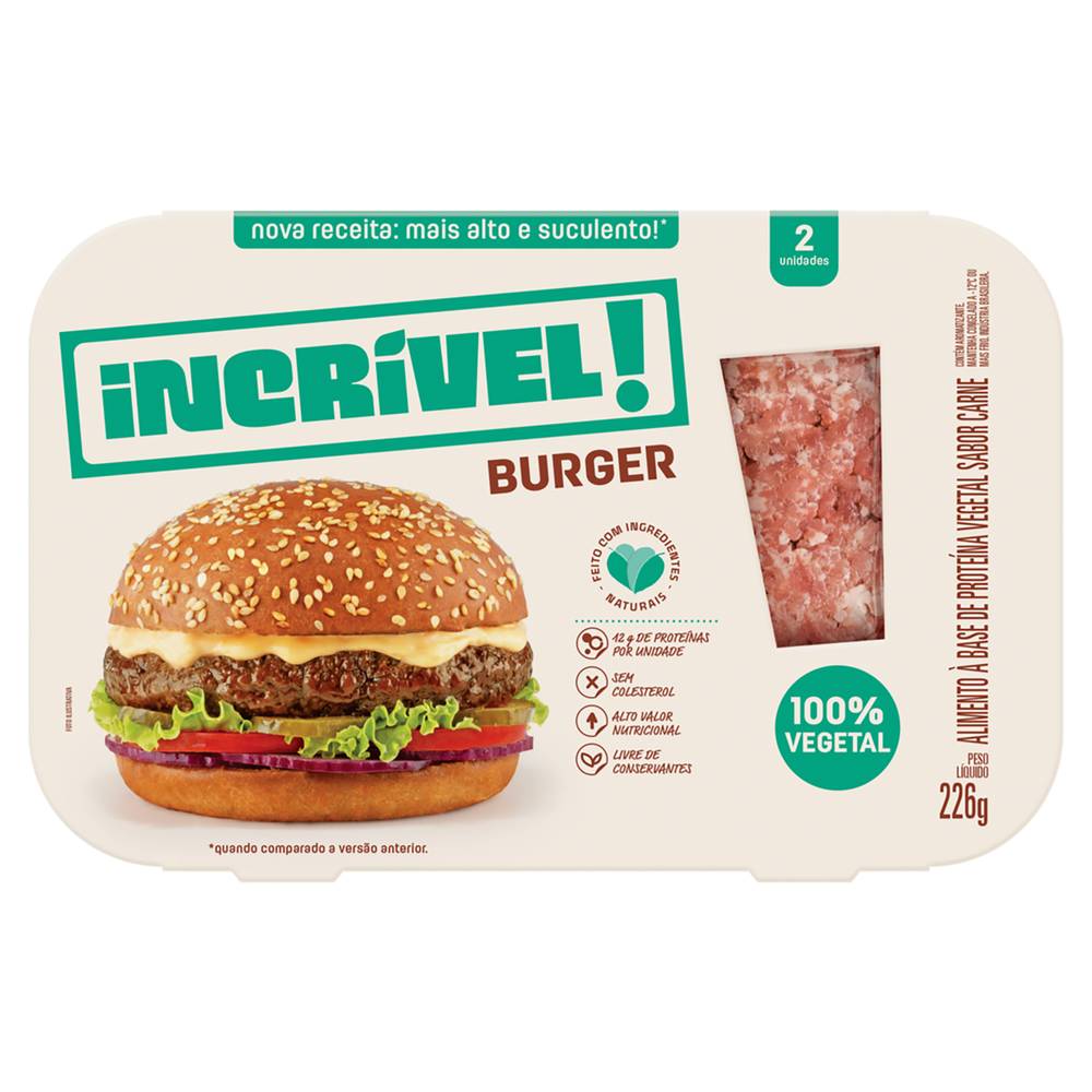 Seara burguer vegetal incrível! congelado (2 un, 113 g)