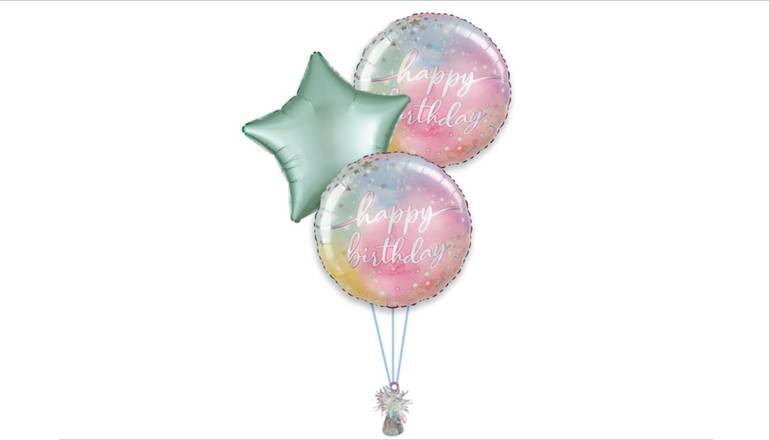 Happy Birthday Balloon Bouquet -3ct Pastel Color