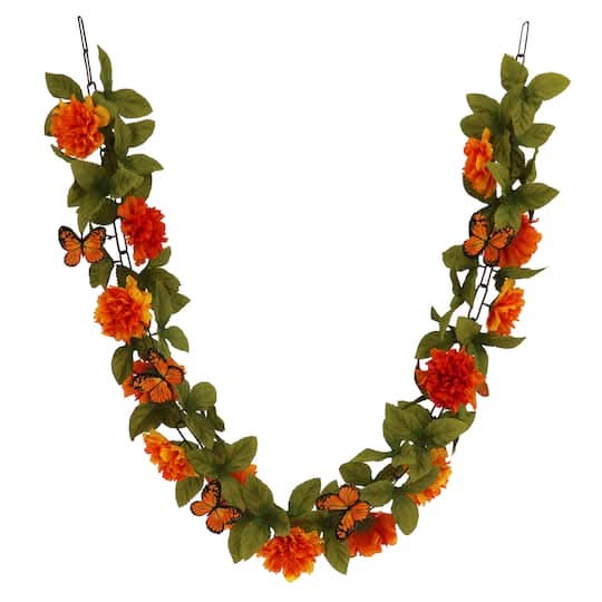 6Ft. Marigold & Butterfly Garland By Ashland