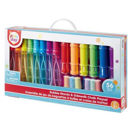 Play Day Bubble Wands & Sidewalk Chalk Playset