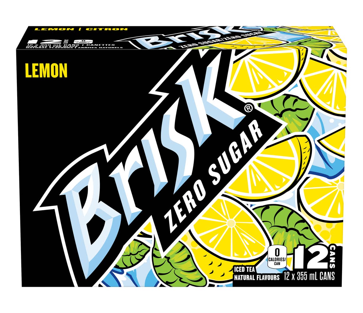 Brisk Zero Suger Iced Tea, Lemon (12 x 355 ml)
