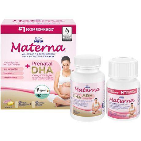 Nestlé Materna + Dha Prenatal Supplement Combo-Pack (60 tablets + 60 softgels)
