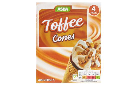 Asda Toffee Cones 4 x 110ml (440ml)
