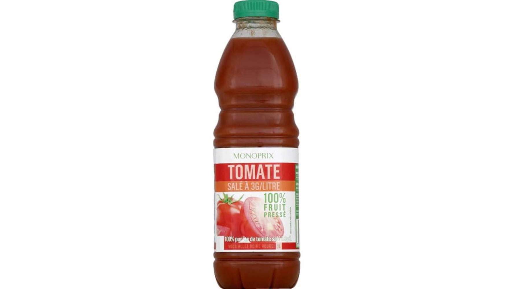 Monoprix Jus de tomate, 100 % pur jus La bouteille de 1L