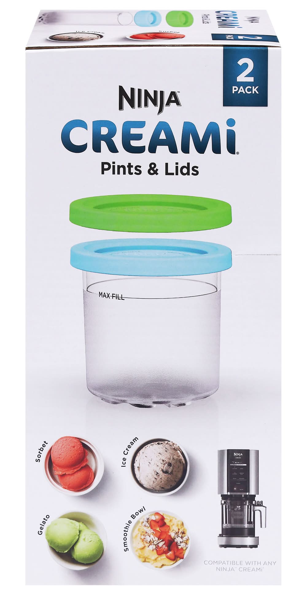 Ninja Creami Ice Cream Makers Nc299 & Nc300 Series 1 Pint, Lime & Aqua (2 ct)