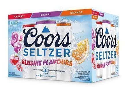 Coors Slushie Flavours Hard Seltzer, Grape - Cherry - Orange (12 x 355 ml)