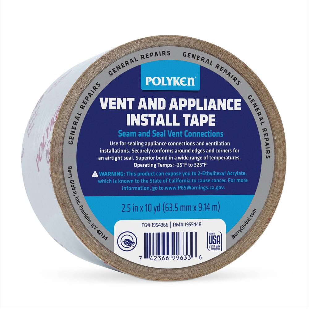 POLYKEN Vent and Appliance Install Tape HVAC Tape 2.5-in x 10 Yard(s) | 1954366