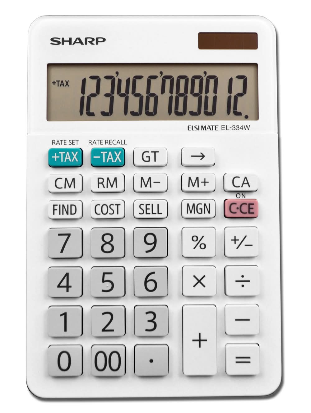 Sharp Elsimate White 12 Digit Solar Powered Calculator