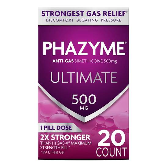 Phazyme Ultimate Gas & Bloating Relief - 500 mg, 20 ct