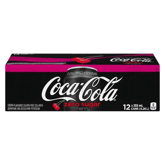 Coca-Cola Zero Sugar Cherry Soft Drink (12 ct, 355 ml)