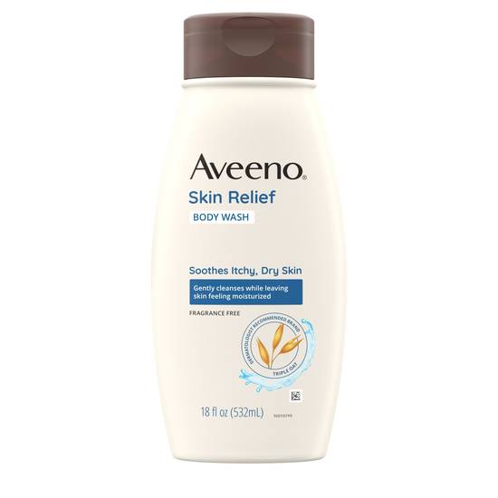 Aveeno Skin Relief Fragrance-Free Body Wash for Dry Skin, 18 OZ