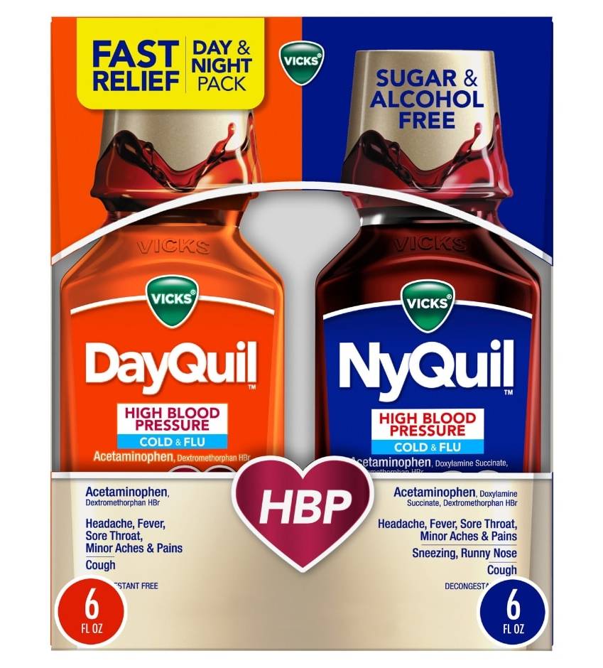 Vicks Dayquil and Nyquil High Cold and Flu Relief Liquid Medicine (2 x 6 fl oz)