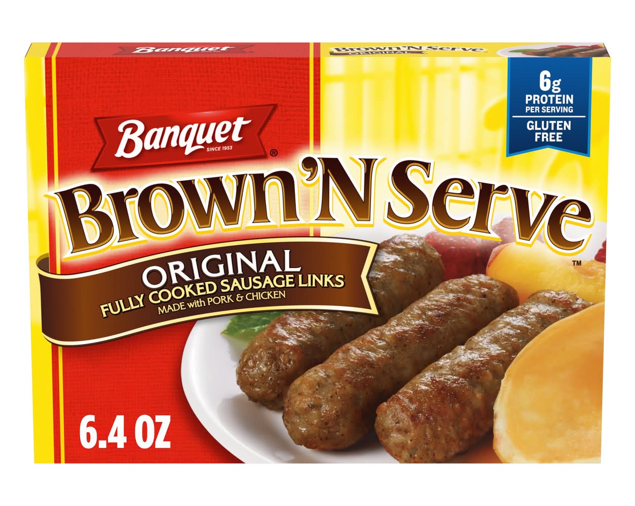 Banquet Gluten Free Brown 'N Serve Fully Cooked Sausage Links, Original (6.4 oz)