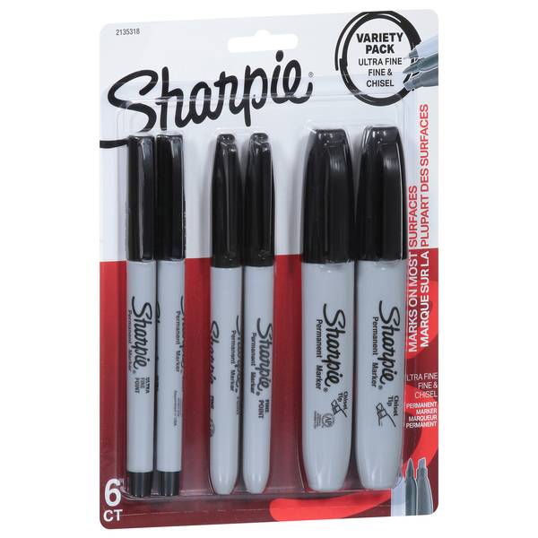 Sharpie Permanent Markers Assorted Tips 6ct