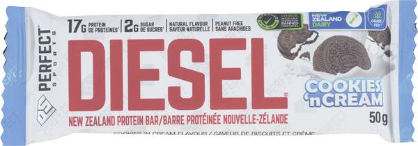 PERFECT Sports Diesel Whey Protein Bar, Cookies'n Cream (50 g)