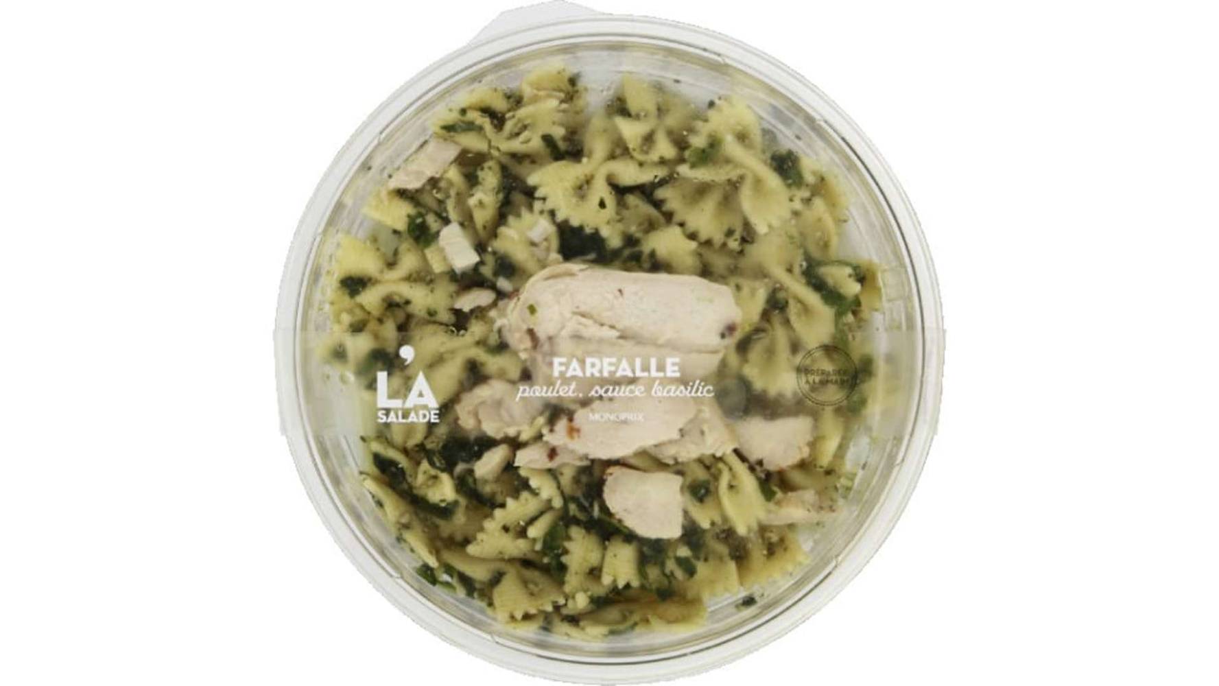 Monoprix Farfalle poulet, sauce basilic - La Salade La barquette de 270 g