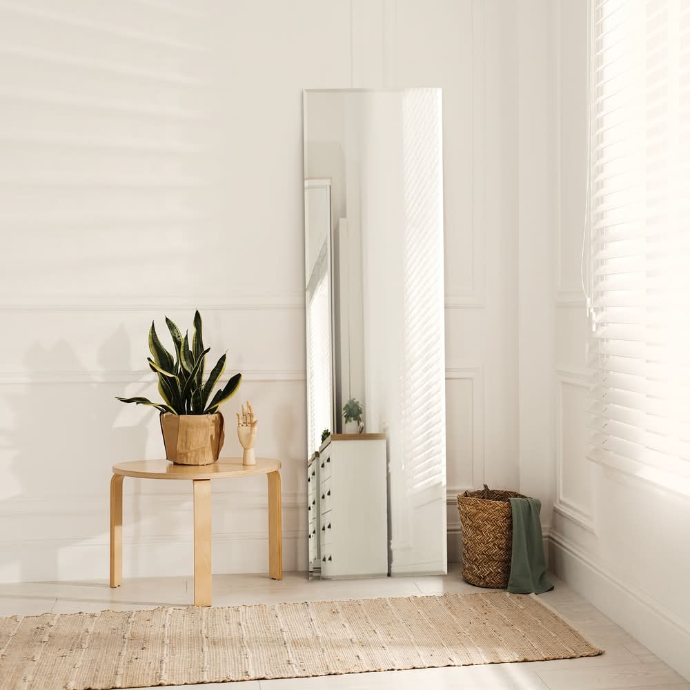 Project Source 18-in W x 68.0-in H Rectangle Silver Beveled Frameless Full Length Wall Mirror