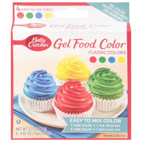 Betty Crocker Classic Colors Gel Food Color Tubes (4 ct)