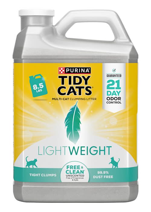 Tidy Cats Free & Clean Low Dust, Light Weight Clumping Odor Control Unscented Multi Cat Litter, 8.5 lbs.