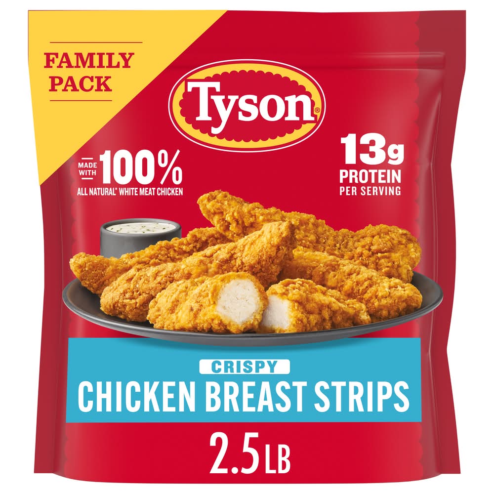Tyson Fully Cooked Crispy Chicken Breast Strips Family pack (2.5 lbs)