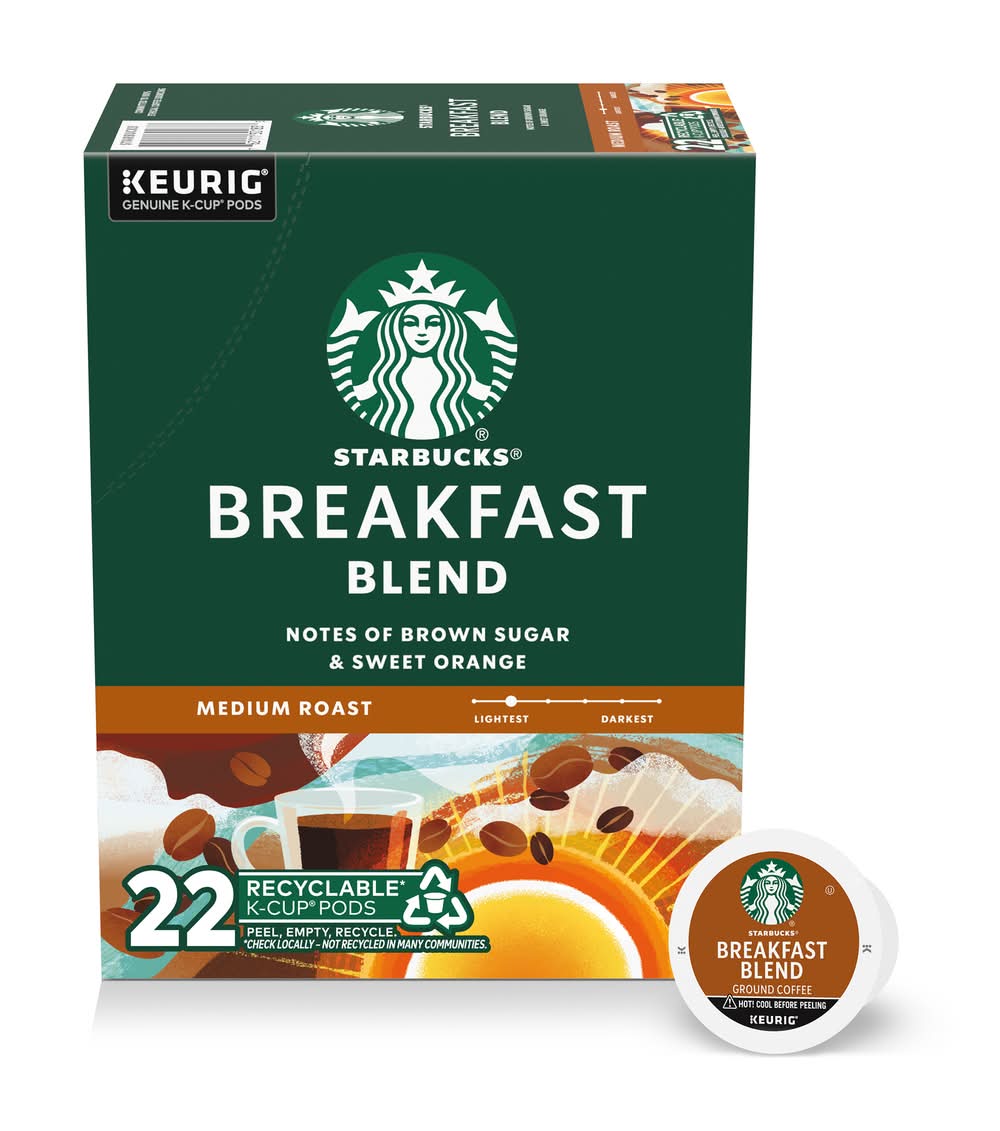 Starbucks Breakfast Blend Medium Roast Single Cup Coffee (9.7 oz, 22 ct)
