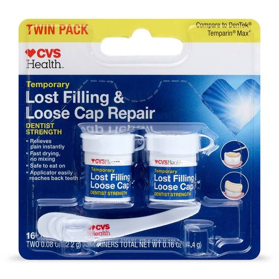 CVS Health Dentist Strength Temporary Lost Filling & Loose Cap Repair, 0.08 OZ, 2CT