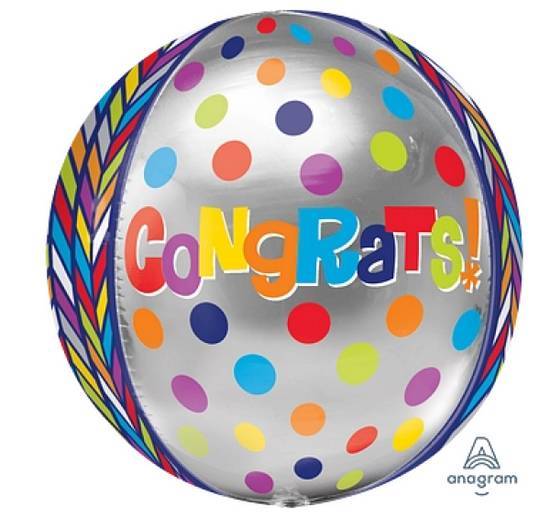 Uninflated Congratulations Dotty Geometric Orbz Balloon