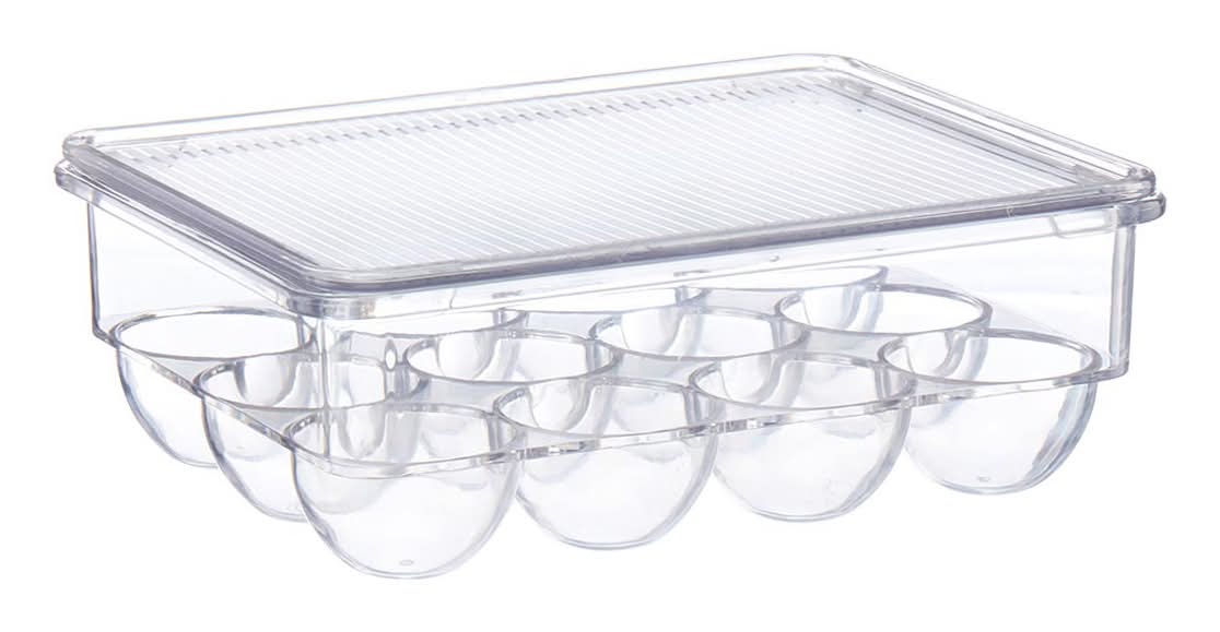 12 Eggs Acrylic Bin With Lid Clear