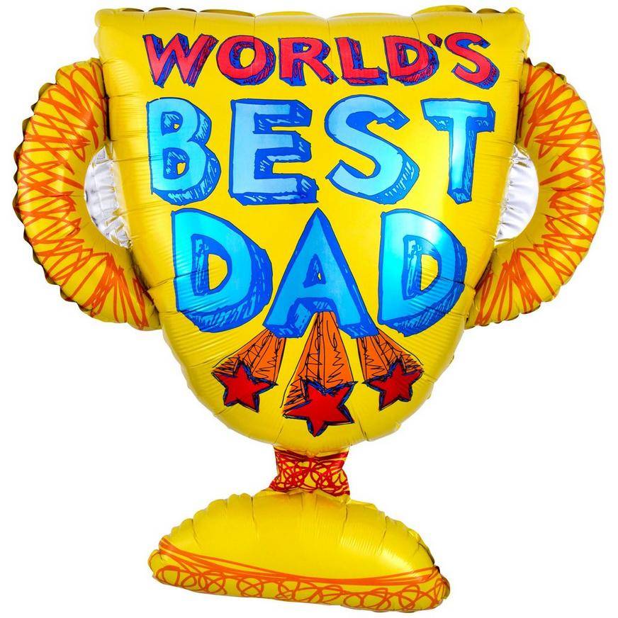 Uninflated World's Best Dad Trophy Balloon, 35in
