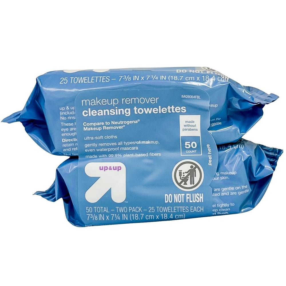 up&up Makeup Remover Facial, 7 3/8 In * 7 1/4 In (2 x 50 ct)