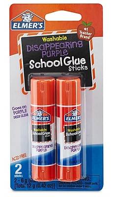 Elmer's School Washable Glue Sticks, 0.21 oz., Purple, 2/Pack (E522)
