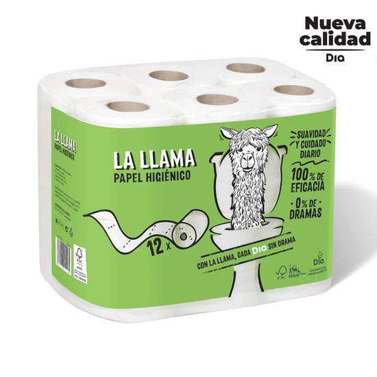 DIA LA LLAMA papel higiénico 2 capas paquete 12 uds