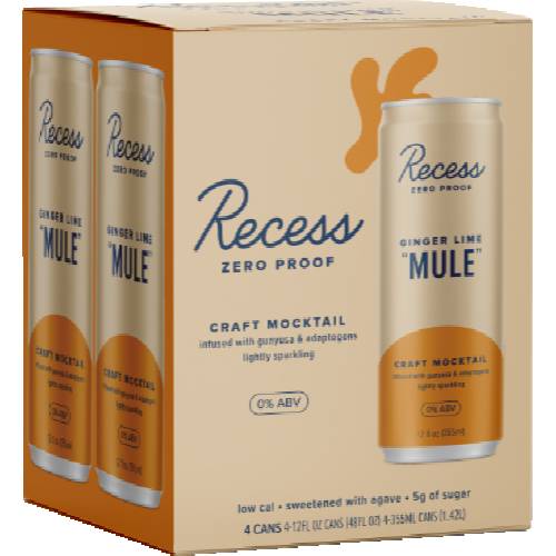 Recess Ginger Lime ""Mule"" Craft Mocktail 4 Pack