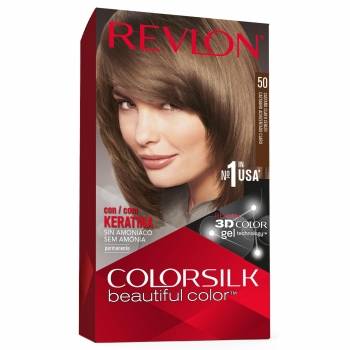 Tinte de cabello permanente sin amoniaco tono 50 castaño claro cenizo Revlon Colorsilk 1 ud.