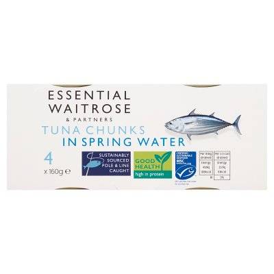 Essential Waitrose Tuna Chunks in Spring Water (4 ct)