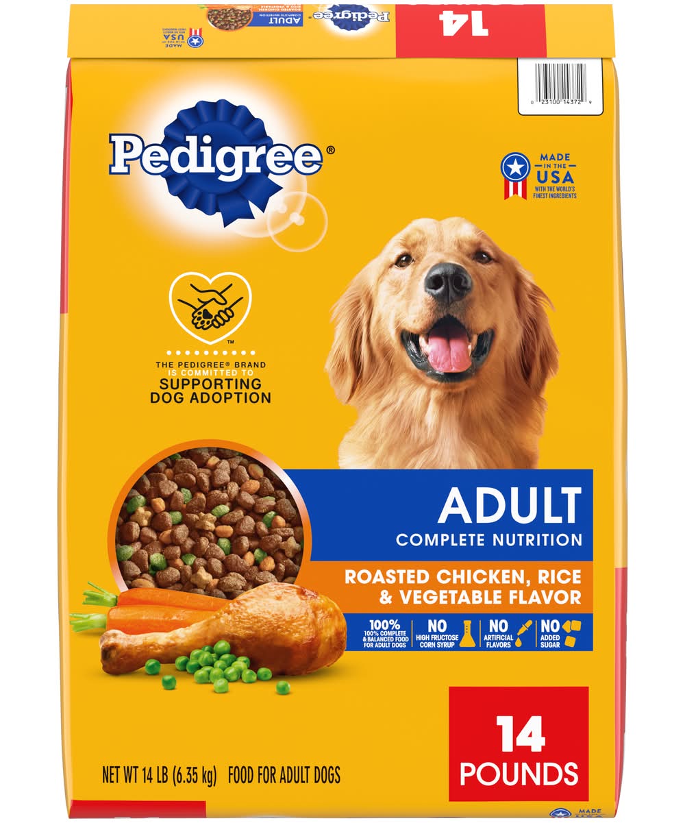Pedigree Complete Nutrition Dry Dog Food, Roasted Chicken-Vegetable, Adult (14 lbs)