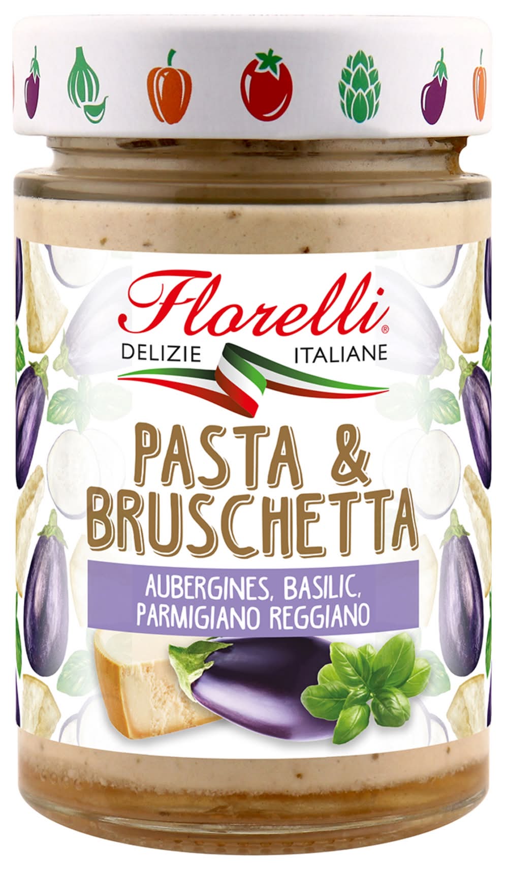 Florelli - Tartinable pasta and bruschette aubergines parmesan basilic (190g)