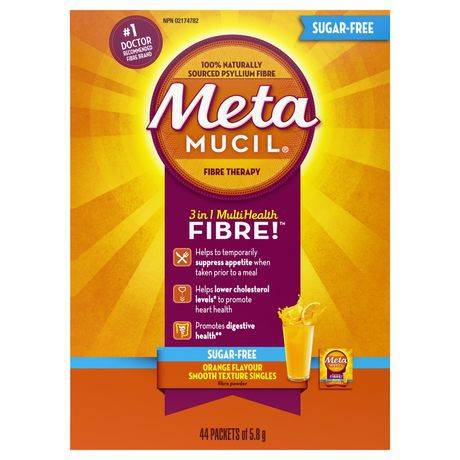 Metamucil Sugar Free Fiber Supplement Powder, Orange (44 x 5.8 g)