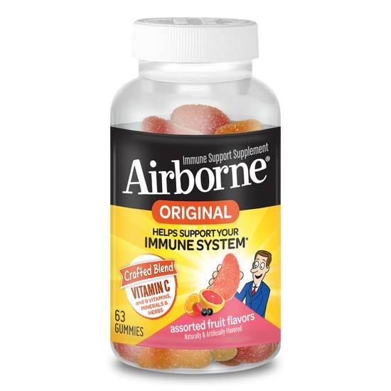 Airborne Immune Support Supplement Assorted Fruit Gummies (63 ct)