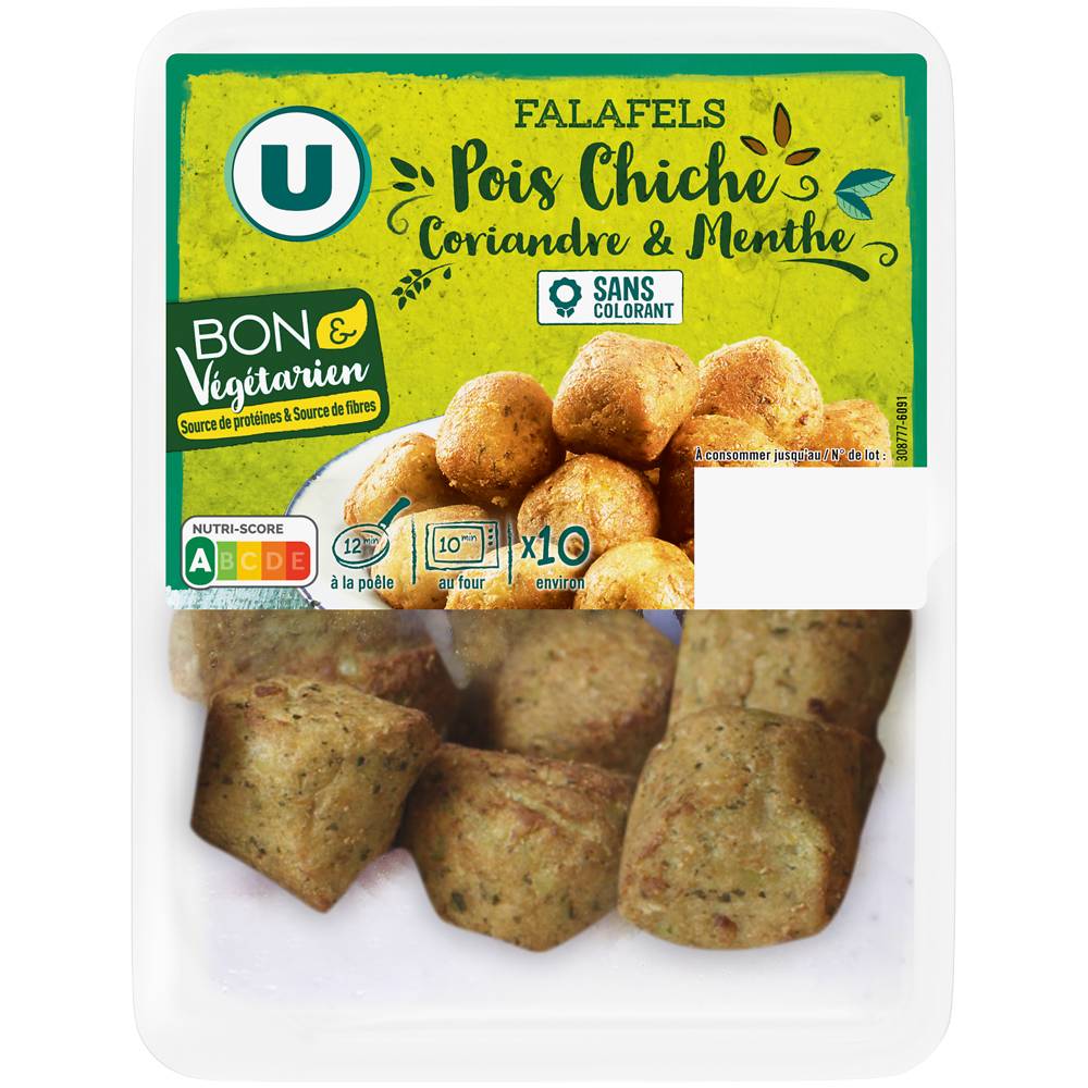 Les Produits U - Falafels bon et végétarien a pois chiche, coriandre-menthe (200g)