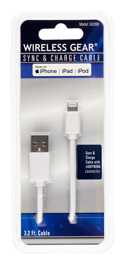 Wireless Gear Sync & Charge Cable White 3.2 Ft