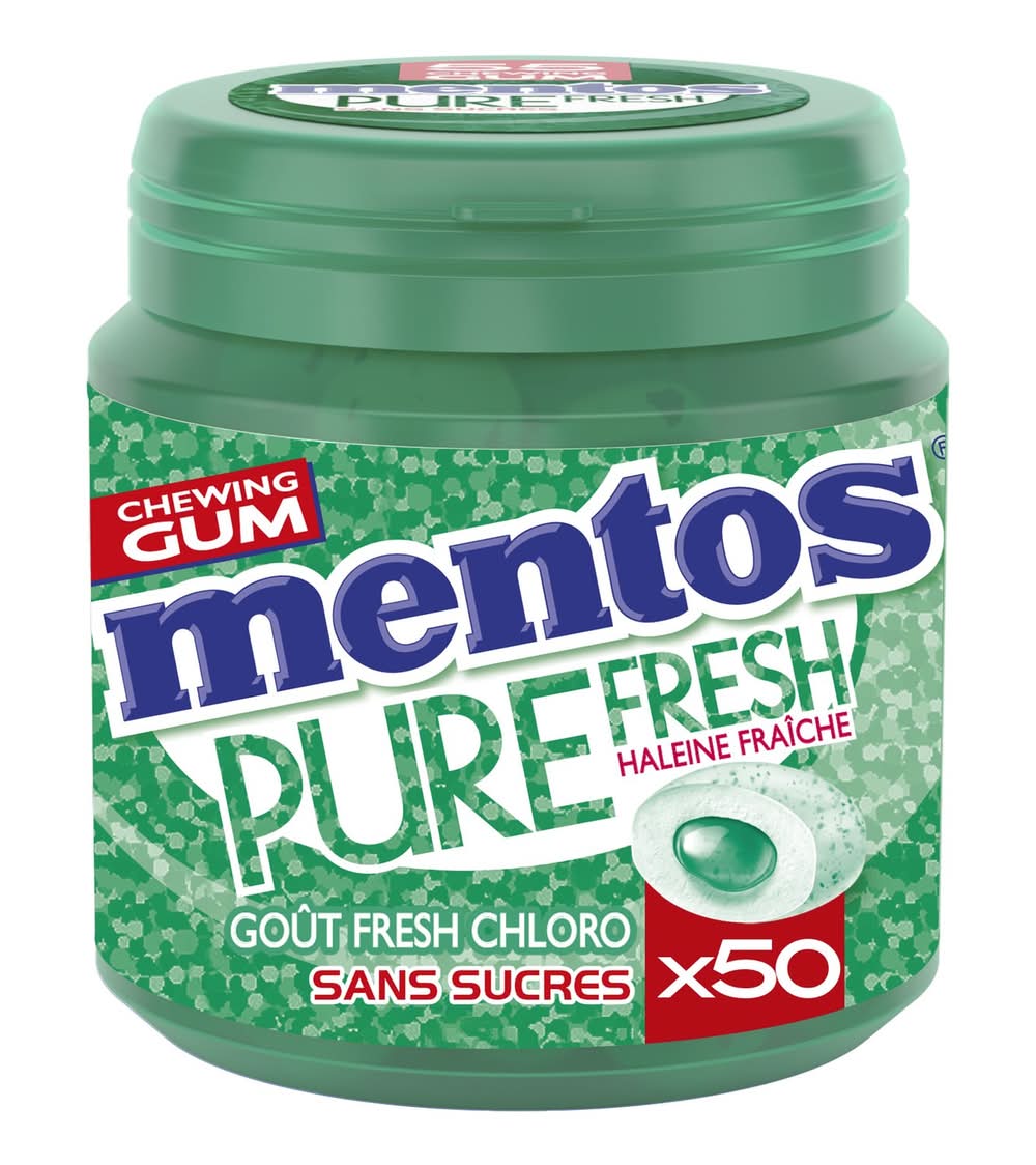 Mentos - Chewing gum pure fresh chlorophylle sans sucres dragées (50)