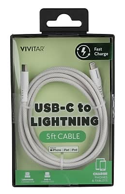 Vivitar USB-C to Lighting Charging Cable, 5 ft., White (STP5200-WHT-T35-12)