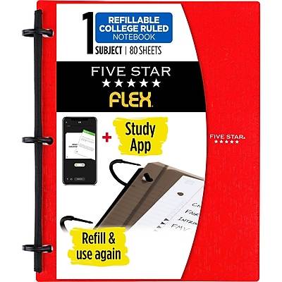 Five Star Flex 1-Subject Notebooks, 8.5 x 11, College Ruled, 80 Sheets, Color chosen at random (08120)
