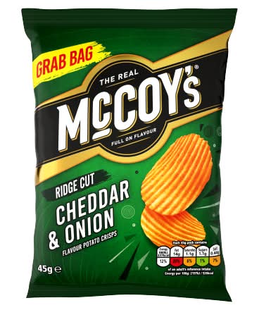 McCoy's Cheddar & Onion, Ridge Cut Potato Crisps (45g)