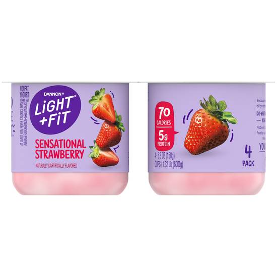 Dannon Light + Fit Sensational Strawberry Nonfat Yogurt (4 ct, 5.3 oz )