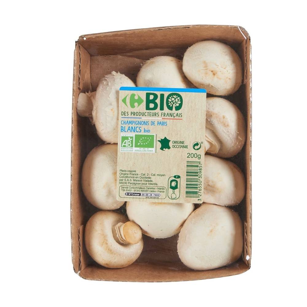 Champignons blancs Bio CARREFOUR BIO - la barquette de 200g