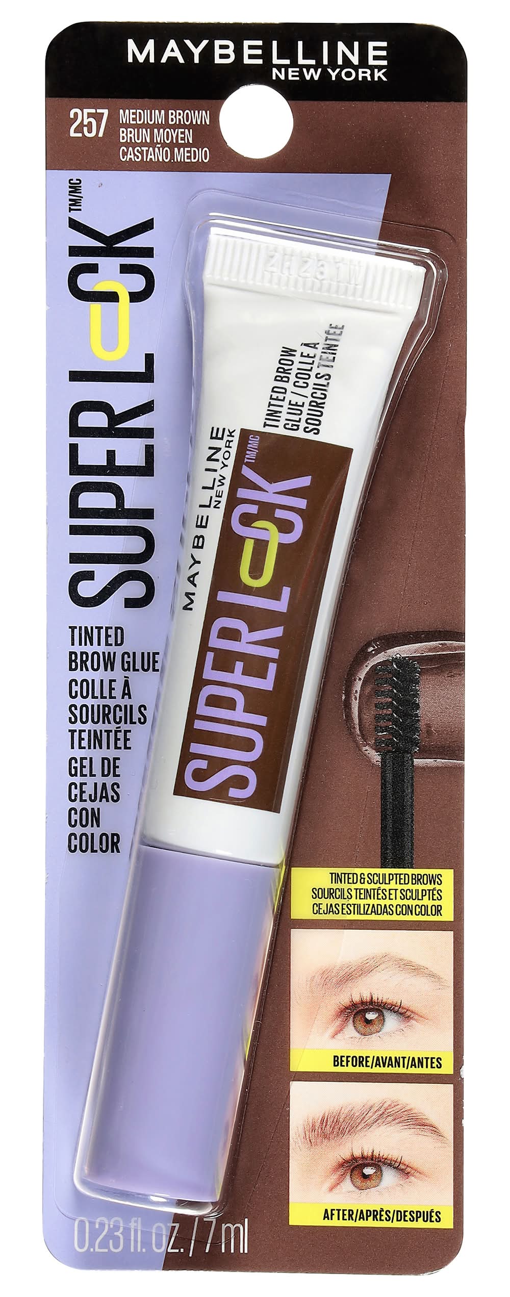 Maybelline Superlock Tinted Brow Glue Eyebrow Gel, Medium Brown (0.23 fl oz)