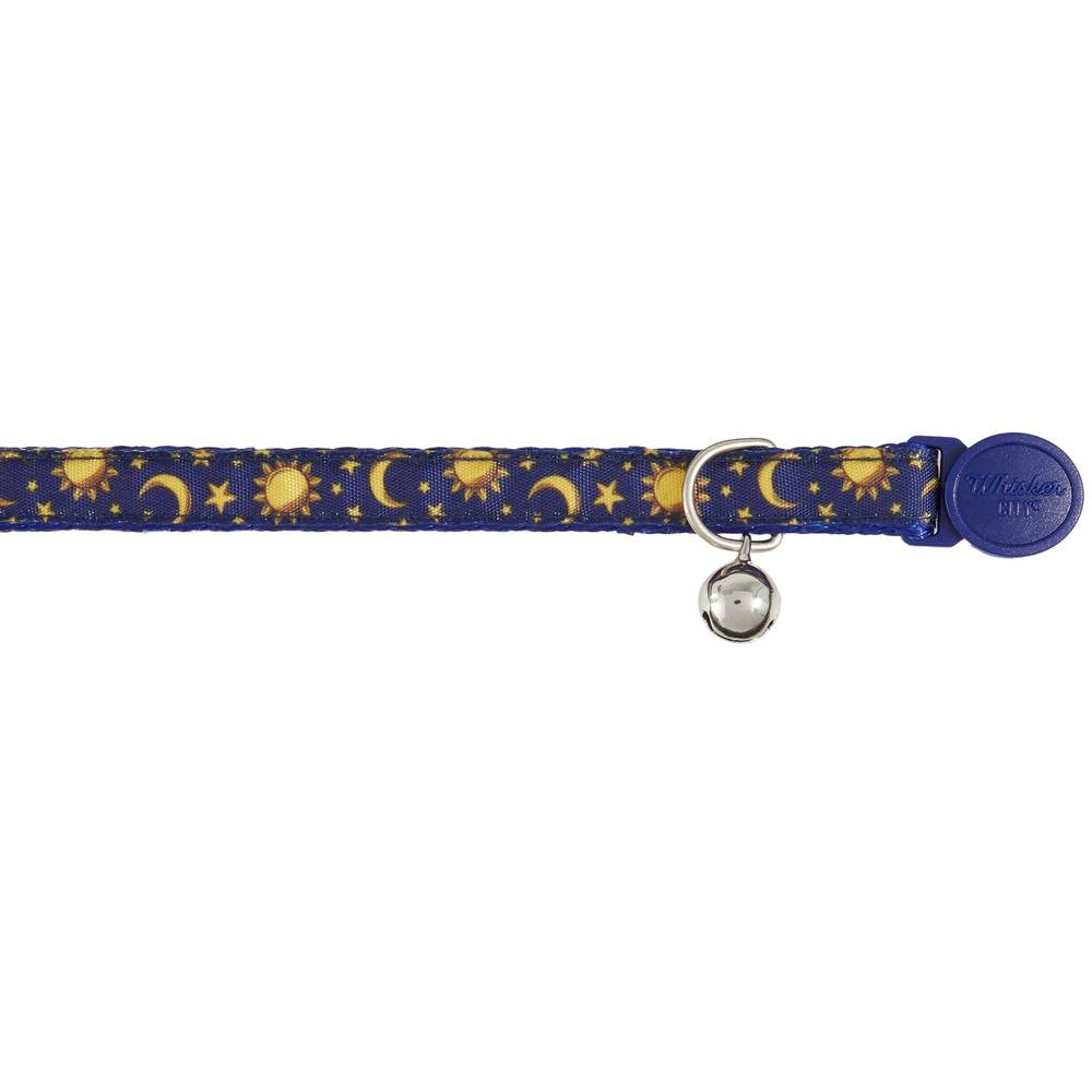 Whisker City Moons & Stars Breakaway Kitten & Cat Collar, Blue-Gold