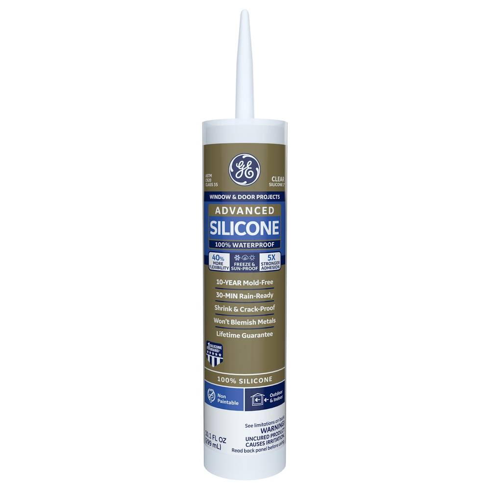 GE Advanced Silicone 2 Windows, Doors, Exteriors 10.1-oz Window and Door Clear Silicone Caulk | 2811092